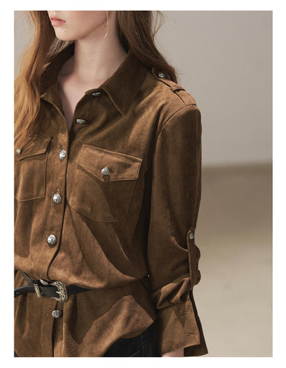170726 "Scattered Across the Dunes" Rich Cocoa Utility Shirt with Belt