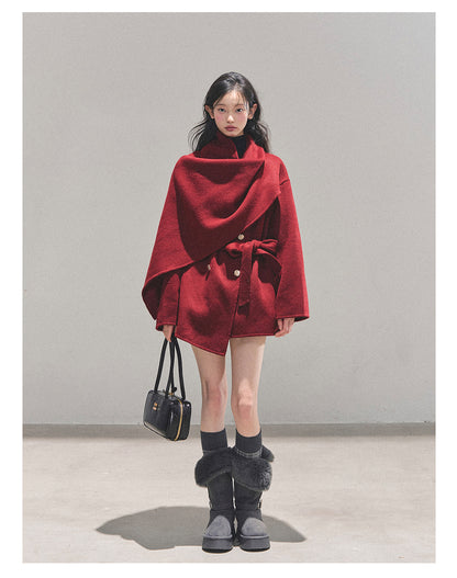 少也眼 “Winter Balcé Whisper” Wool Blend Overcoat - Red 7886436