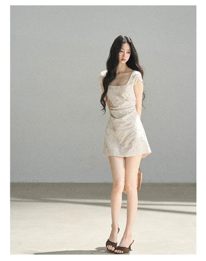 "Summer in Slow Motion" Mother-of-Pearl Star Beaded Fit & Flare Mini Dress