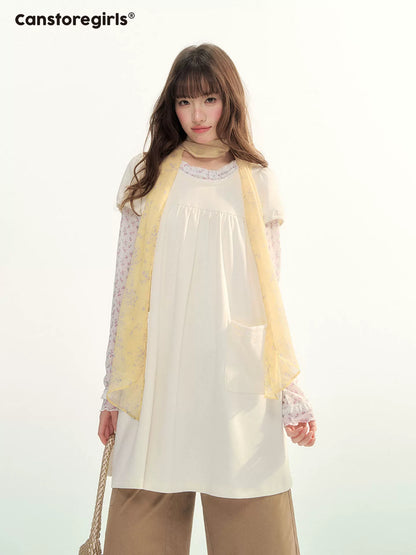 Milk Puff Lace Trim Babydoll Dress LL2026079