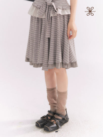 “Old Keepsake Letters” Frost Gray Doll Collar Lace Two-Piece Set