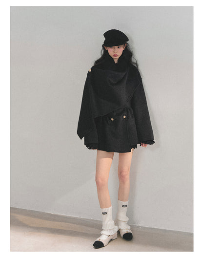 少也眼 “Winter Balcé Whisper” Wool Blend Overcoat - Black 7886436
