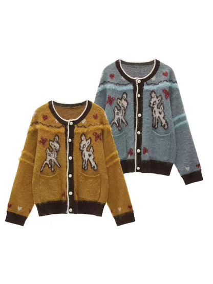 MAMC - Cute Bow Deer Knit Cardigan (Yellow)