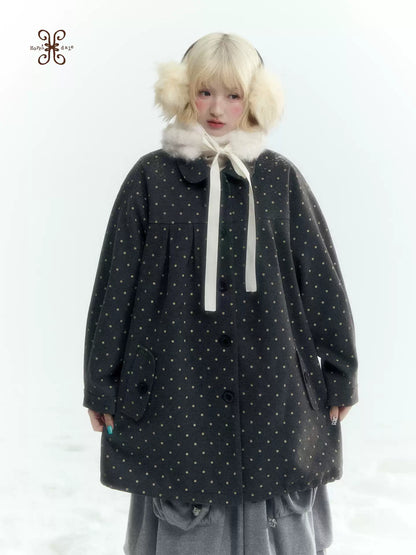 Horridale - [FREE GIFT] Vintage Bow-Tie Faux Fur Collar Scarf (Cream White / Brown)