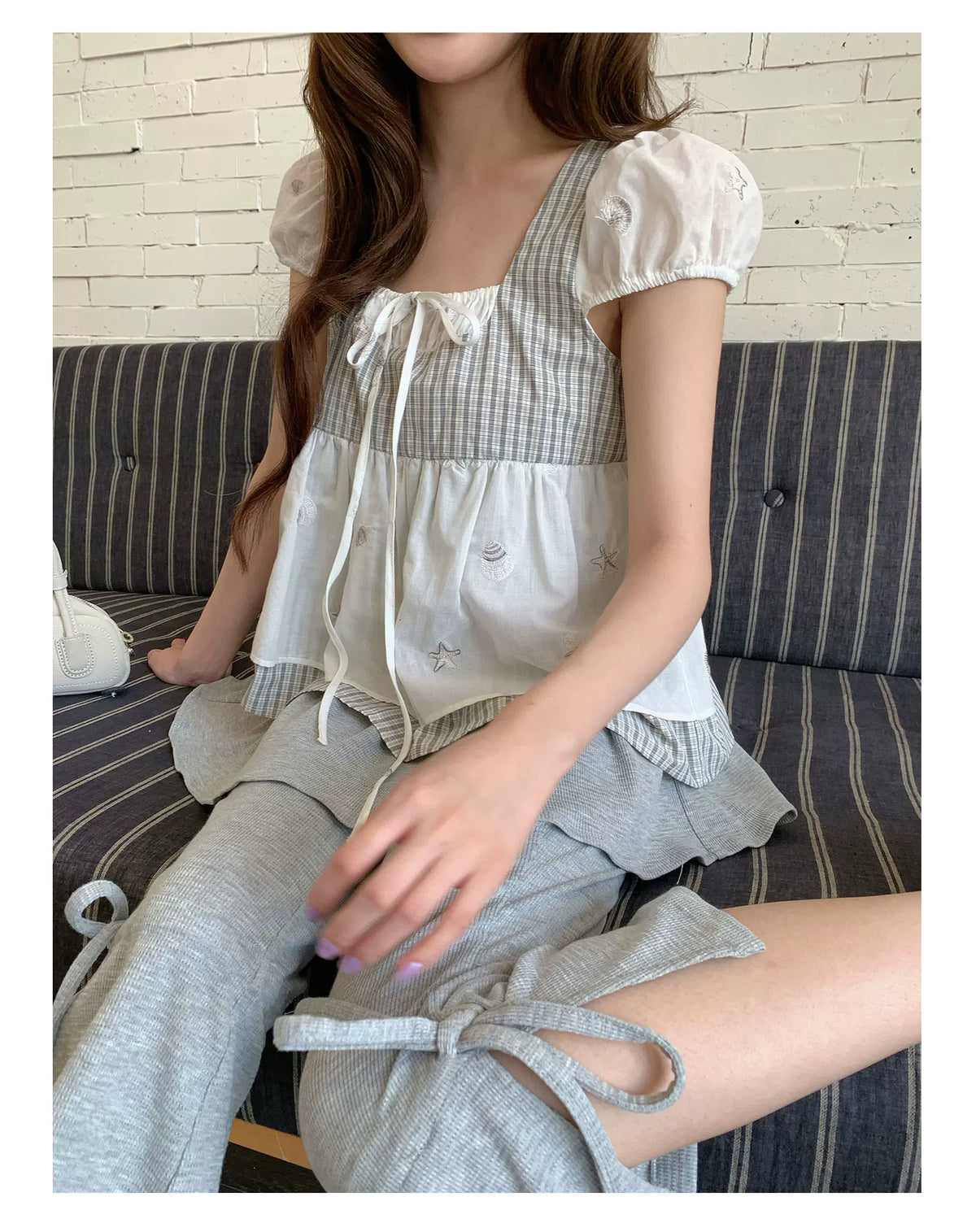 [RF] “Milk Gray Ballet” Gray Adjustable Drawstring Slim Flare Pants