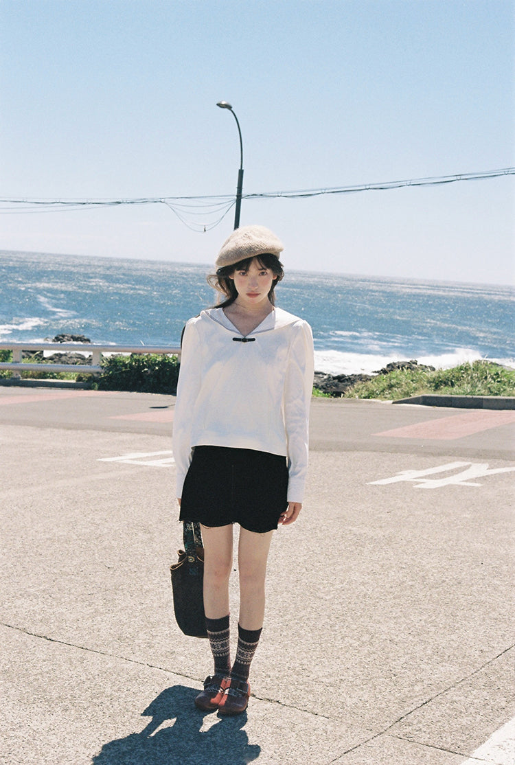 Zzouu - "A Japanese Girl" Sailor Collar White Shirt