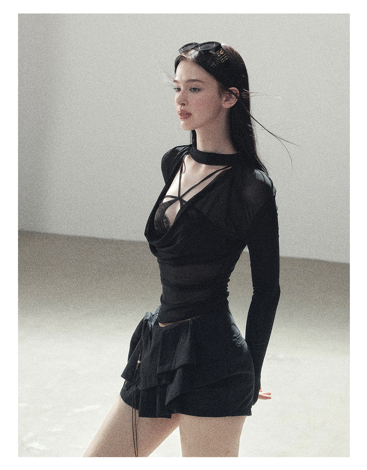 170726 "Barely There" Tranquil Black Sheer Halter Cover-Up
