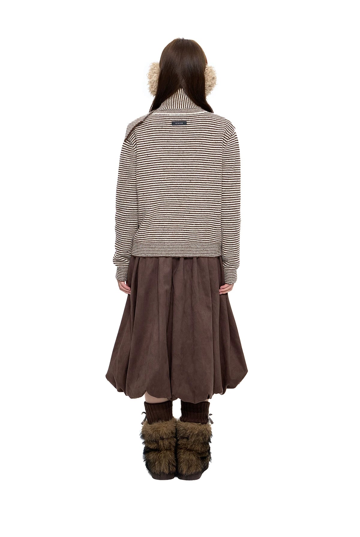 EZEK | Speckled Crew Neck Cardigan Sweater (Gray / Caramel)