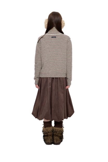 EZEK | Speckled Crew Neck Cardigan Sweater (Gray / Caramel)