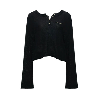 MAMC - Open-Back Mohair Blend Cropped Sweater (Red/ Black/ Blue)