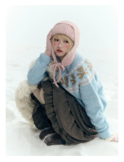 Horridale - Gummy Bear Vintage Embroidered Knit Cardigan – Snow Mountain Blue