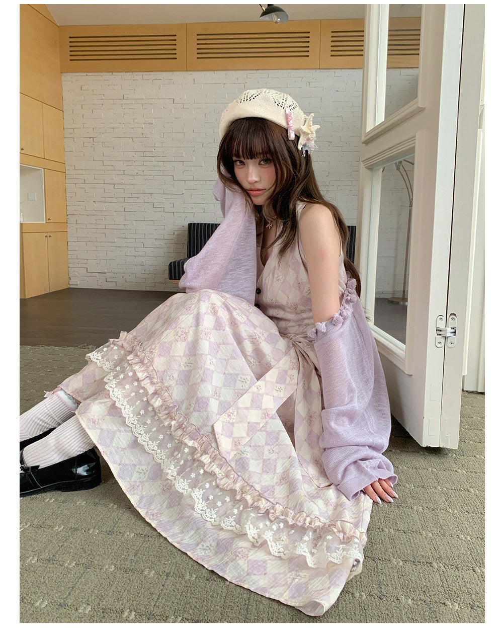 “Lavender Mist Sonata” Taro Purple Lace Slip Dress