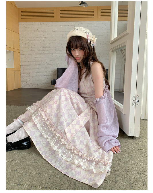 “Lavender Mist Sonata” Taro Purple Lace Slip Dress