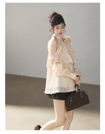 170726 "Pearlescent Glow" Pearl Pink Satin Halter Blouse