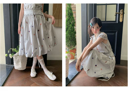 “Seaside Plaid Isle” Ocean Plaid Bubble Hem Dress