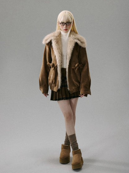 “Mist Lily Glow” Chenille Long-Fur Old Money Jacket - Warm Brown 8002