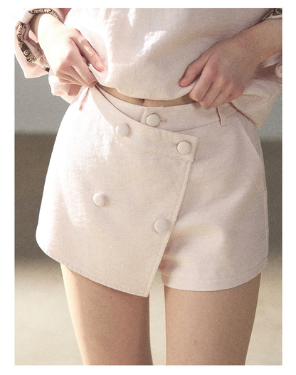 170726 "A Touch of Autumn Frost" Soft Pink Paisley Shirt & Skort Set