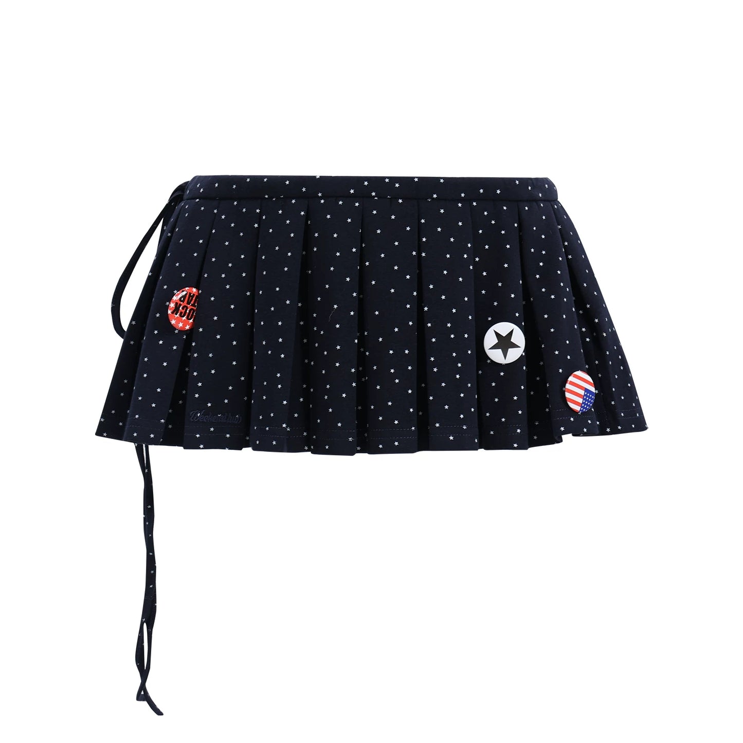 "Starlight Transit" Navy Pleated Mini Skirt