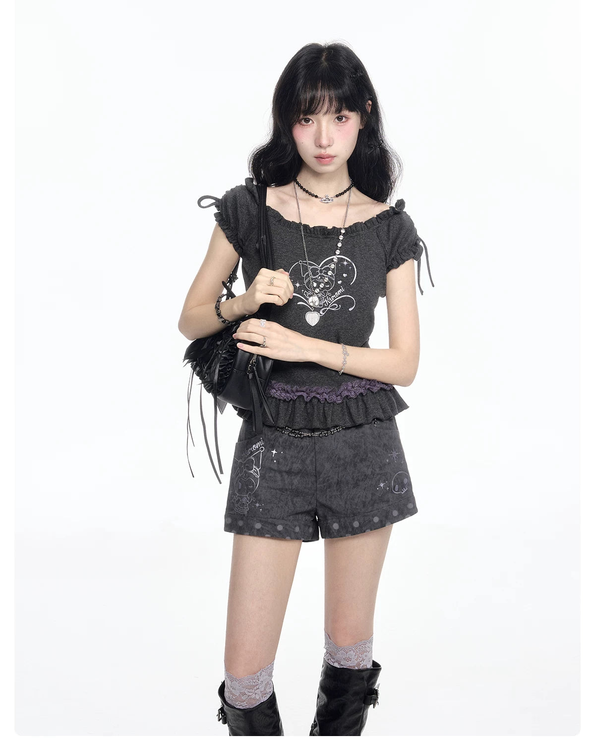 170726K "Moonlit Muse" Convertible Off-Shoulder Collection (Knit Top / Casual Shorts)