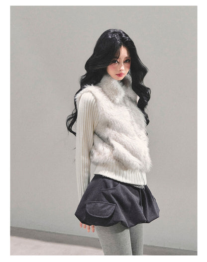 少也眼 "Soft Landing" Faux Fur Layered Jacket 6513513