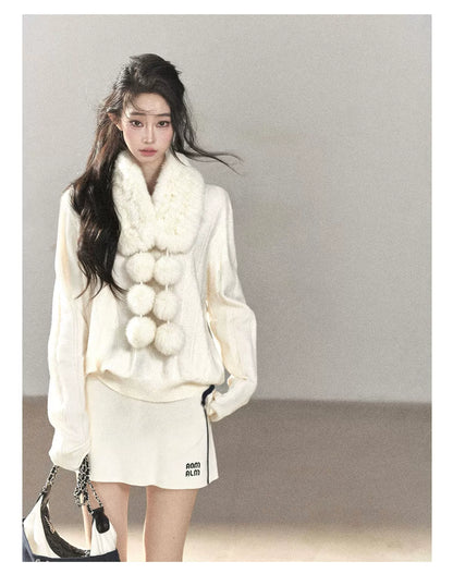 AOMALM - Real Fur Winter Scarf & Neck Warmer