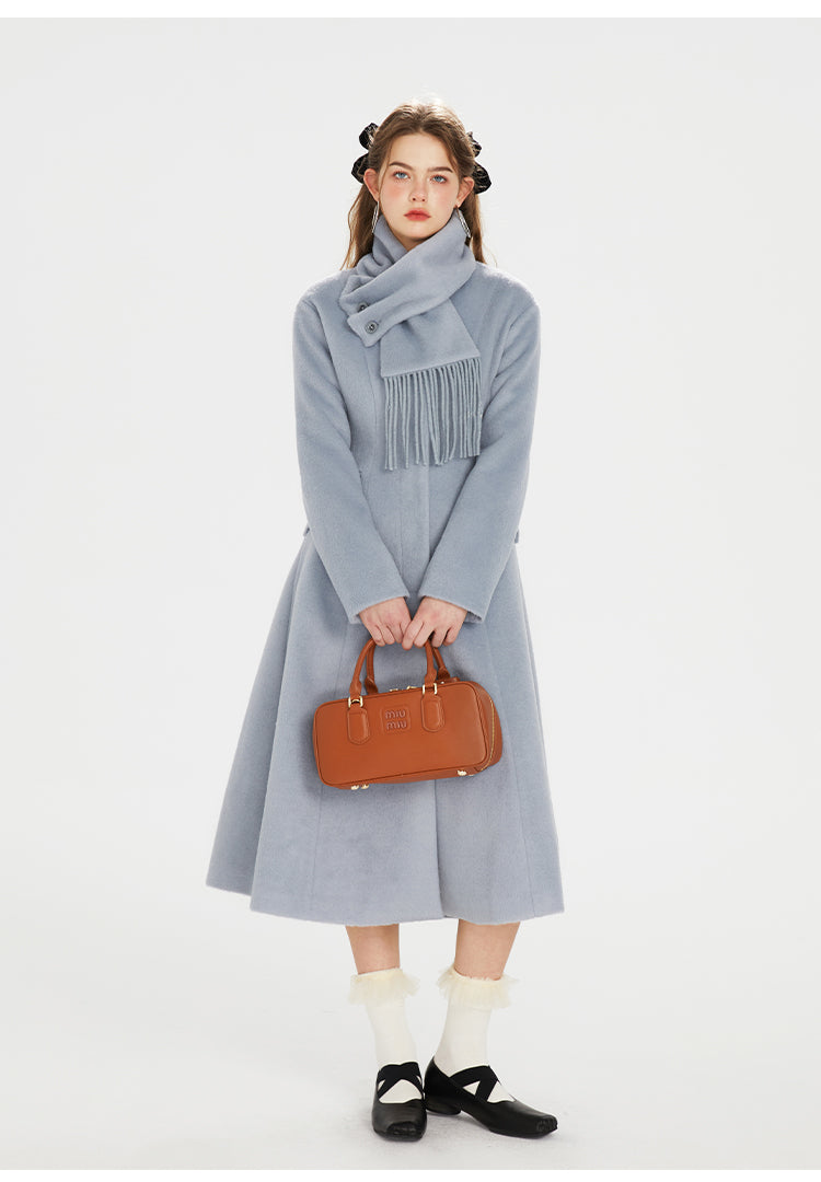 Misty Blue Wool Coat (with scarf)