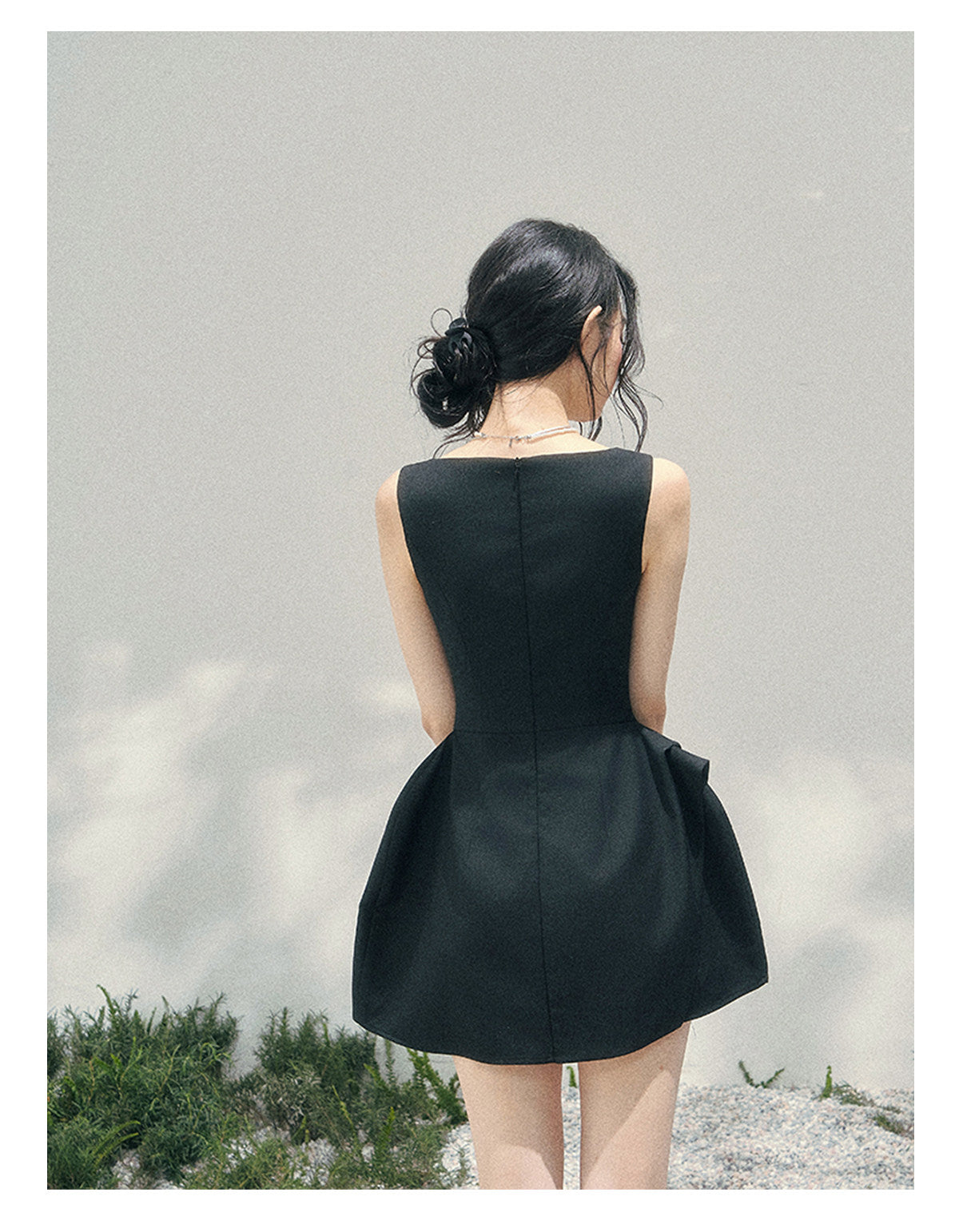 “Falling Sweetness” Midnight Black Bow Mini Dress