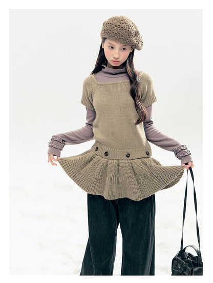 "Vintage Sonata" Khaki 3-Way Convertible Knit Top Set