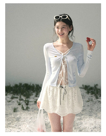 “Dreams Between Seams” Baby Blue Layered Lace Top