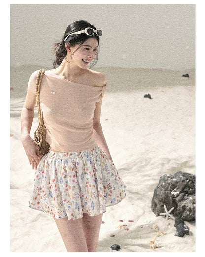 "Shape of the Wind" Soft Pink One-Shoulder Twist Crop Top 6556585
