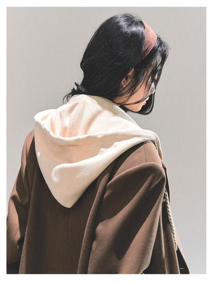 少也眼 "Minimal Silhouette" Hooded Blazer - Coffee Brown