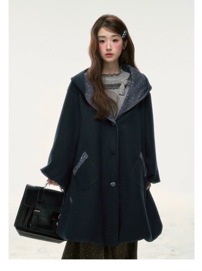 BIBIBENCY - Navy Floral Hooded Coat