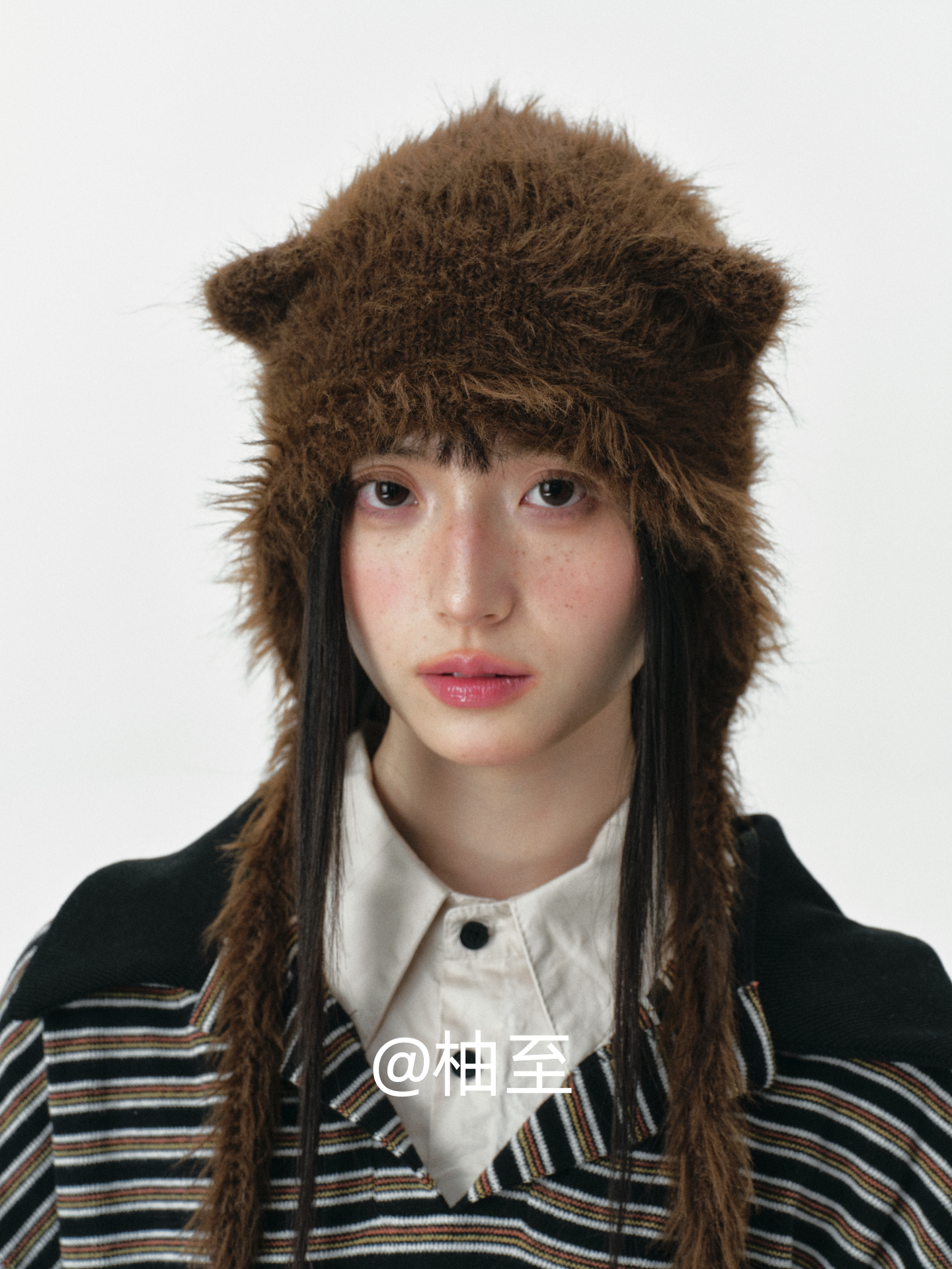 Chocolate Brown Plush Cat Ear Hat – Cozy Ear-Warmer Beanie