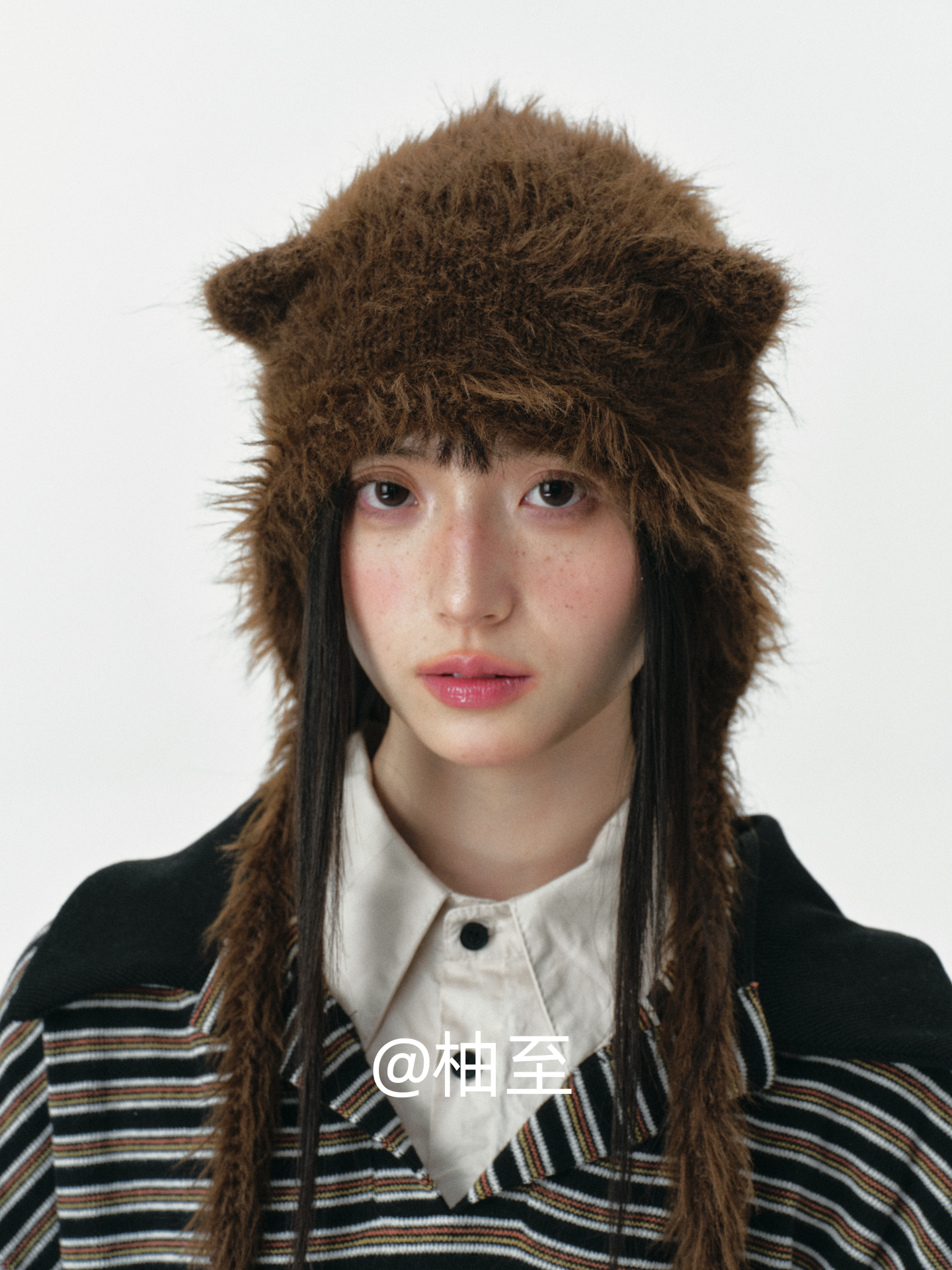 Chocolate Brown Plush Cat Ear Hat – Cozy Ear-Warmer Beanie