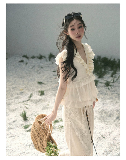 “Sunlight on My Heart” Ivory Lace Babydoll Blouse