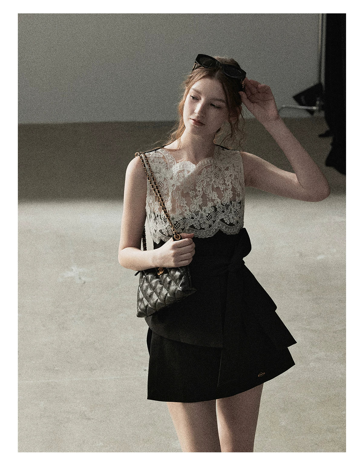 "The Quiet Strength" Black Iris Lace Sleeveless Crop Top