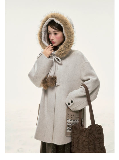 BIBIBENCY - Ivory 70% Wool Fair Isle Coat