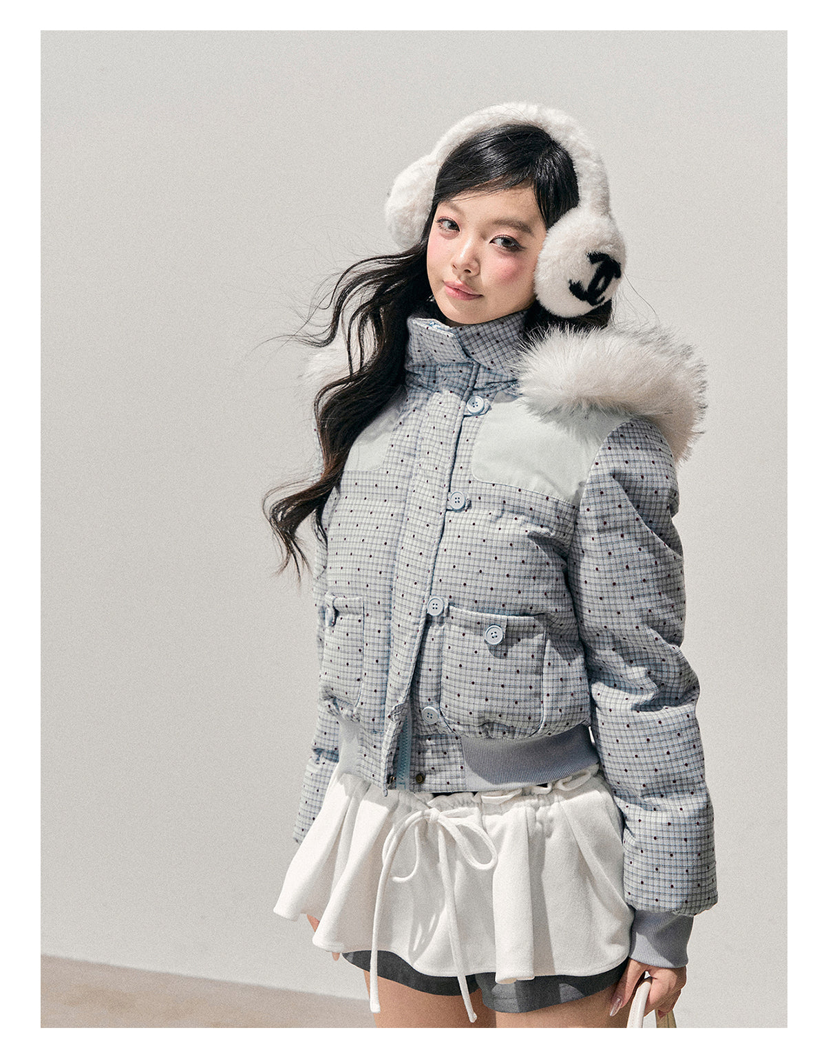 少也眼 “Candy Wrapper Dream” Hooded Quilted Polka-Dot Jacket 645156