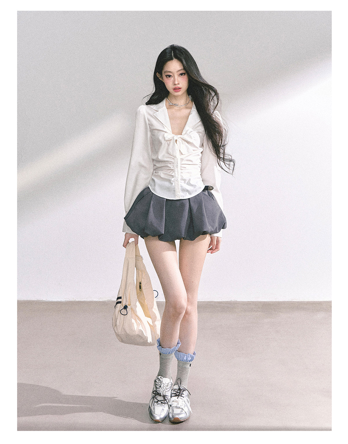 少也眼 "K-Drama White Moonlight" Soft Sophisticate Blouse - White 486864