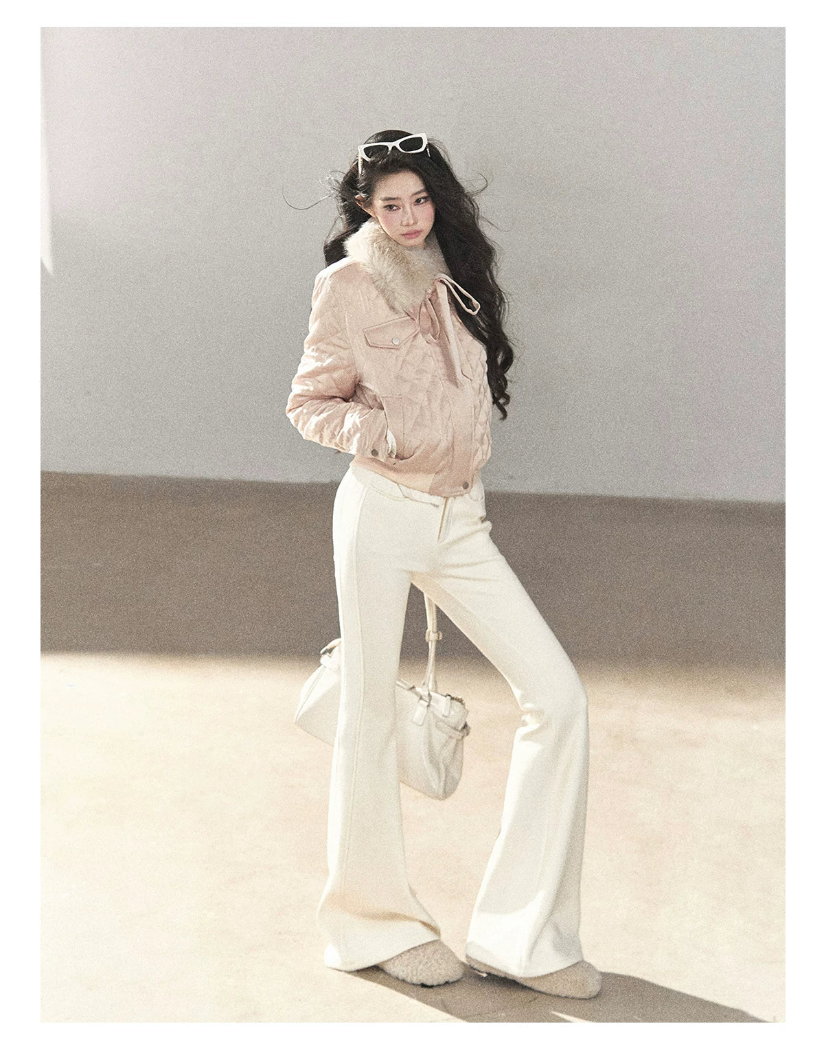 AOMALM - Cinnamon Pink 90% White Duck Down Cropped Puffer Jacket