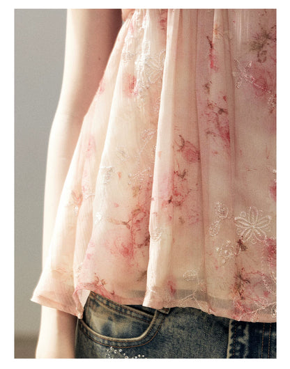 "Passing Through Your Summer" Cinnamon Pink Lace Babydoll Cami