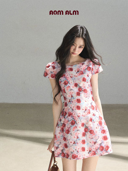 "Half a Rose" Dried Rose Fit & Flare Mini Dress