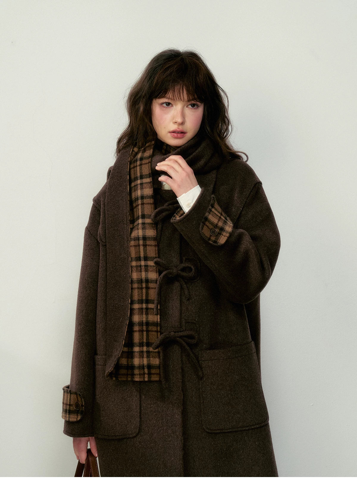 SunsetPark - Vintage Teddy Bear Bow Toggle Wool Coat (Blush Pink / Brown Bear)