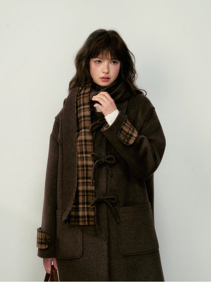 SunsetPark - Vintage Teddy Bear Bow Toggle Wool Coat (Blush Pink / Brown Bear)