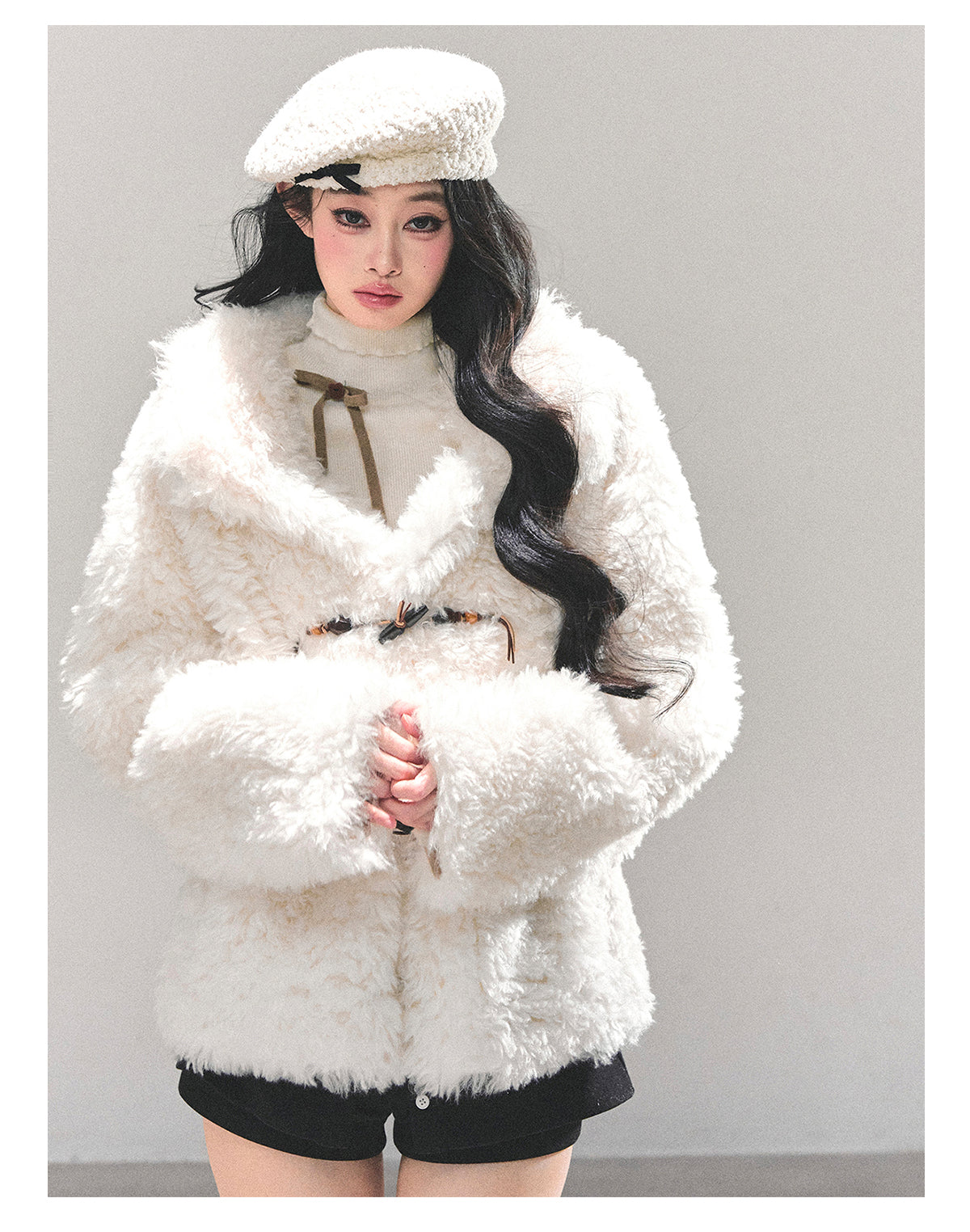 少也眼 “Soft Snow” Shearling Wool-Blend Jacket 3484356132