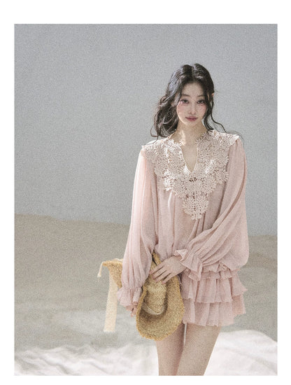 "Flowers on the Breeze" Blush Pink Top & Mini Skirt Two-Piece Set