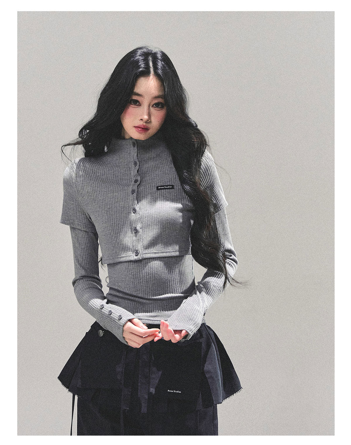 少也眼 “Soft Descent” Two-Piece Knit Long Sleeve Top Set 58842
