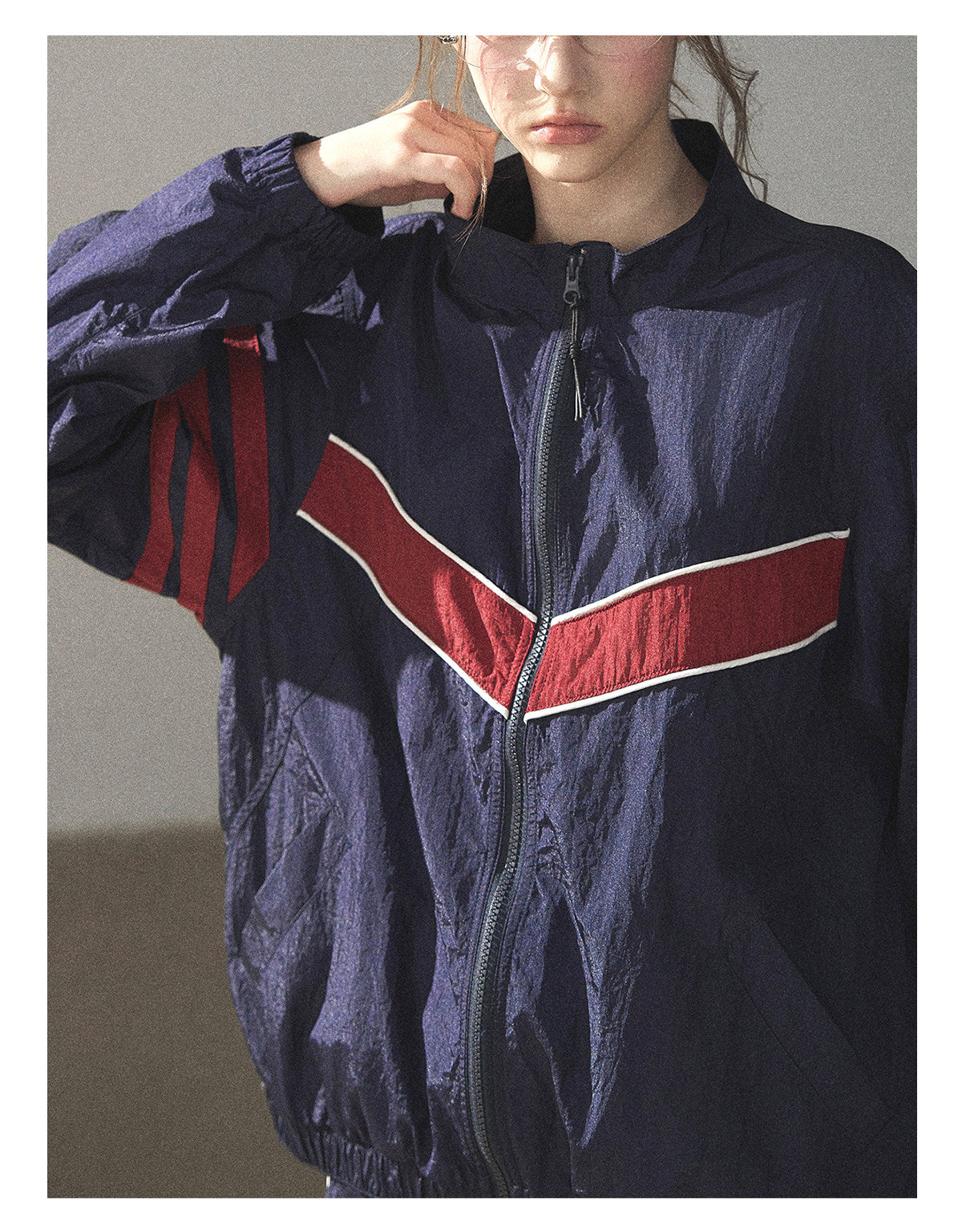 170726 "Keep Running" Navy Blue Retro Track Jacket & Shorts Set