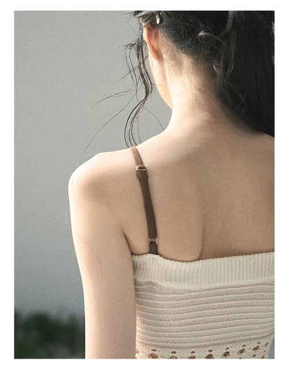 “Fractured Presence” Ivory Open-Knit Cami Top