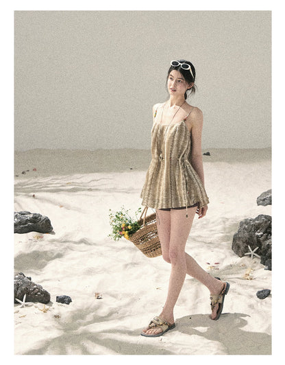 "Layered Petals in Motion" Chestnut Brown Ruffle Skort 5324853